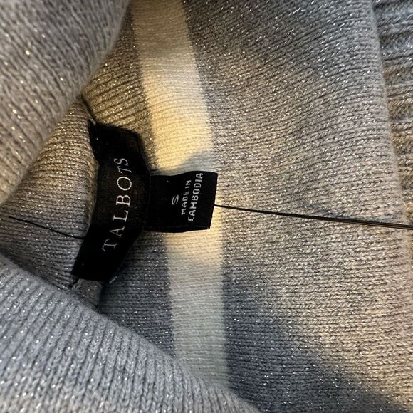 NWT Talbots grey with cream striped turtleneck sweater - s - Picture 5 of 9
